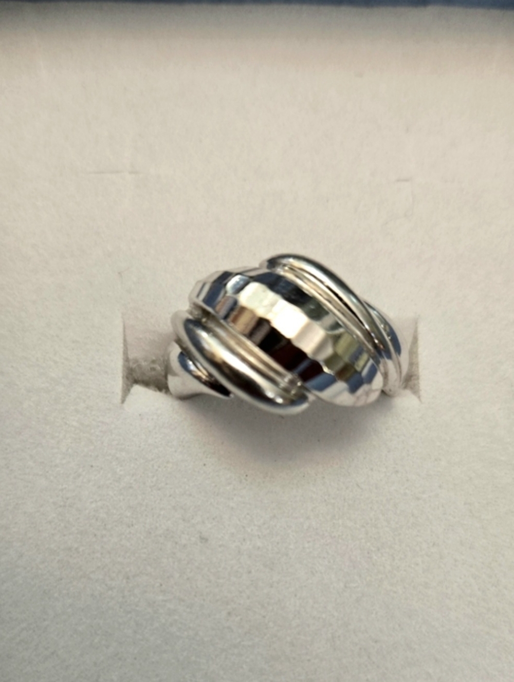 10kt Solid White Gold Diamond Cuts Dome Ring
